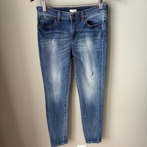 J Crew Womens Jeans Size 26 Distressed Stretch Skinny Pockets Medium Wash